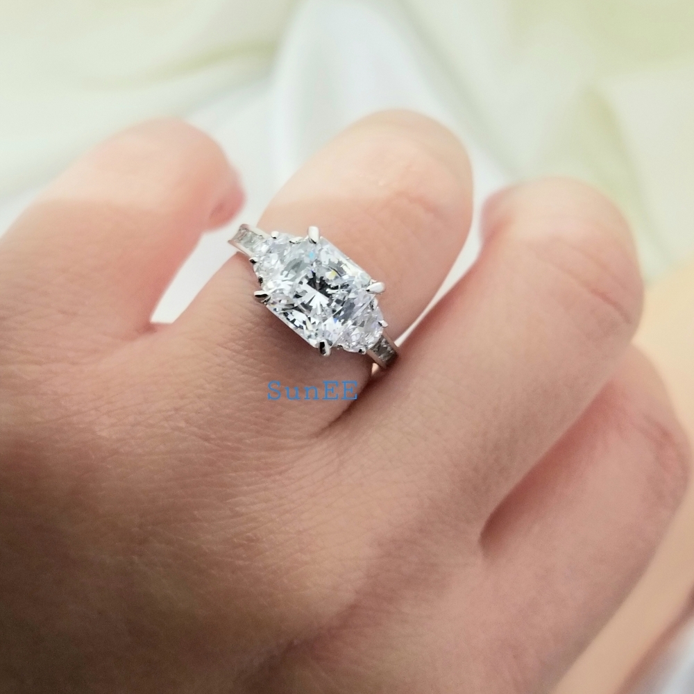 Real 925 Princess Cut Wedding Ring